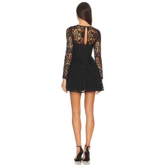 Self-Portrait Tie-neck Mini Dress in Black UK8/US4 - Picture 3 of 11